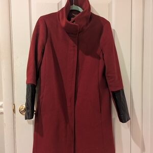 Soia & Kyo Burgundy  Coat with Black Sleeves